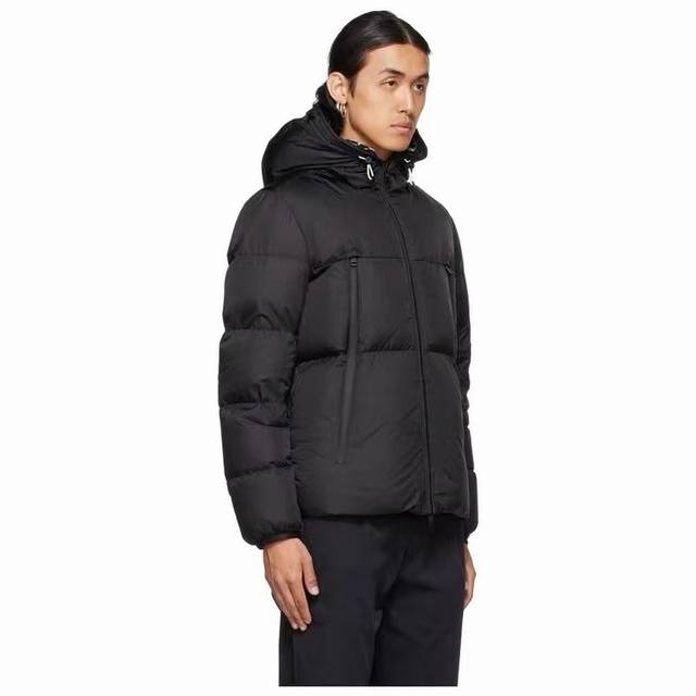 Black Label, White Label, White Color, Moncler, Short Down Jacket with Edges - A