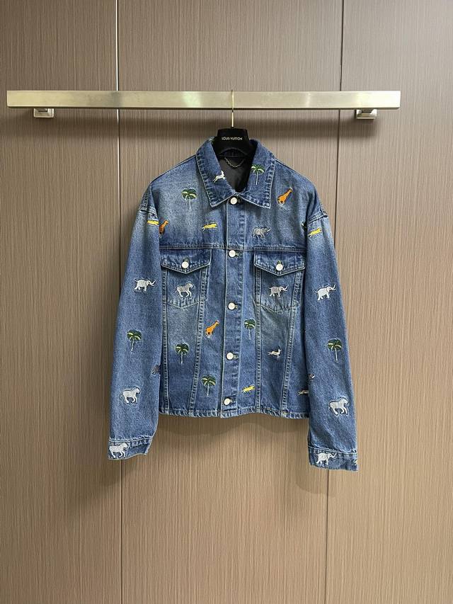 Top and Jeans 390 Lv Spring 2026Ss Early Spring Animal Embroidery Denim Jacket a