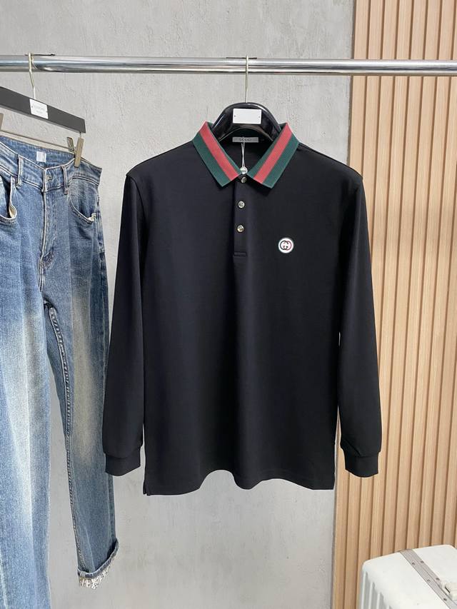 Gucci Exclusive New Original Men's Polo Long-Sleeve Cotton High-End Customized H