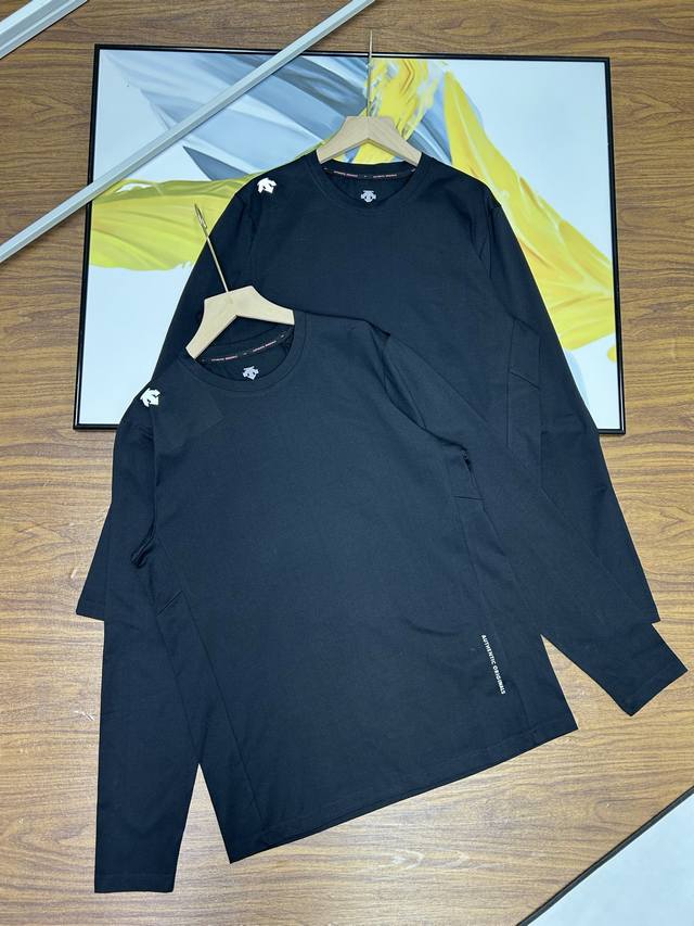 Descente Men's Basic Crew Neck Versatile Long-Sleeve Knitwear, Men's Training Su