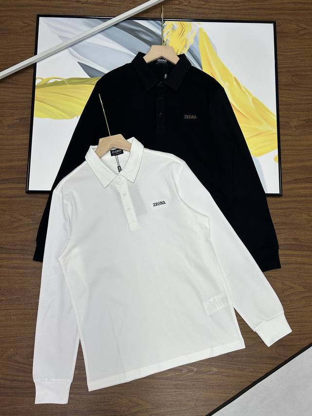 High-quality version! Ermenegildo Zegna Men's Polo Shirt, Long-sleeved T-shirt,