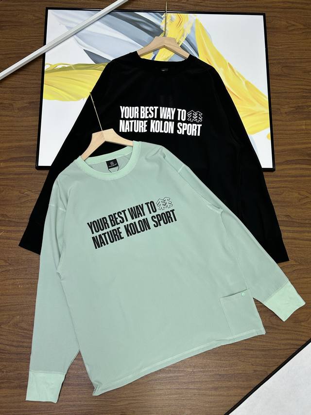 Kolon Sport Long-Sleeve T-Shirt, Unisex Outdoor Camping Moisture-Wicking Quick-D