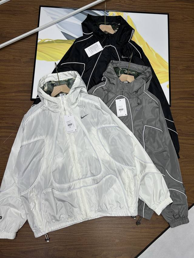 Nike Tricolor Reflective Hooded Jacket/Windbreaker/Jacket! Camouflage Mesh Linin