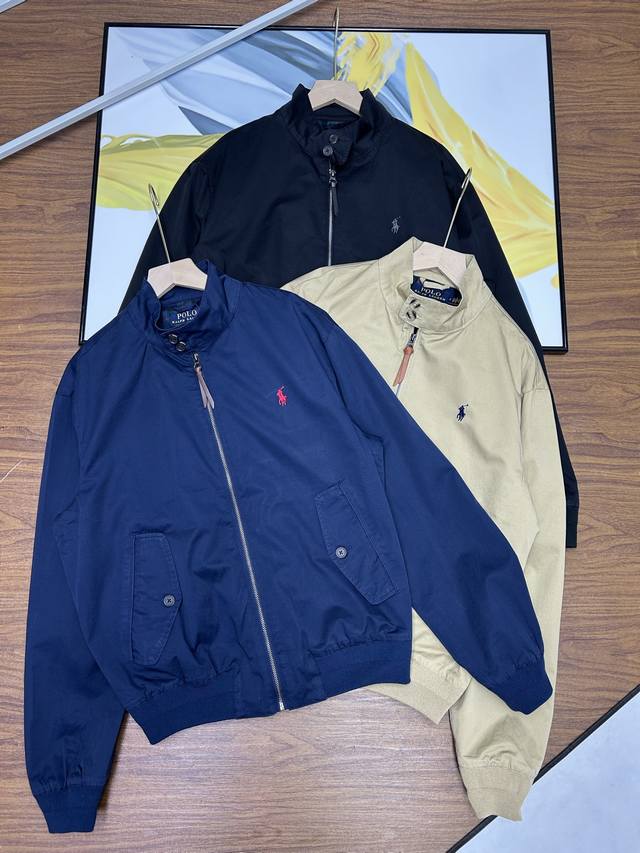 Ralph Lauren Tricolor Stand Collar Baseball Jacket, Unisex Style! Ralph Lauren P