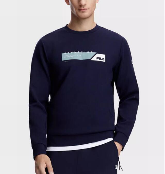 Fila Official Men's Knitted Long-Sleeve Top, New Basic Fitness Sports Pullover S