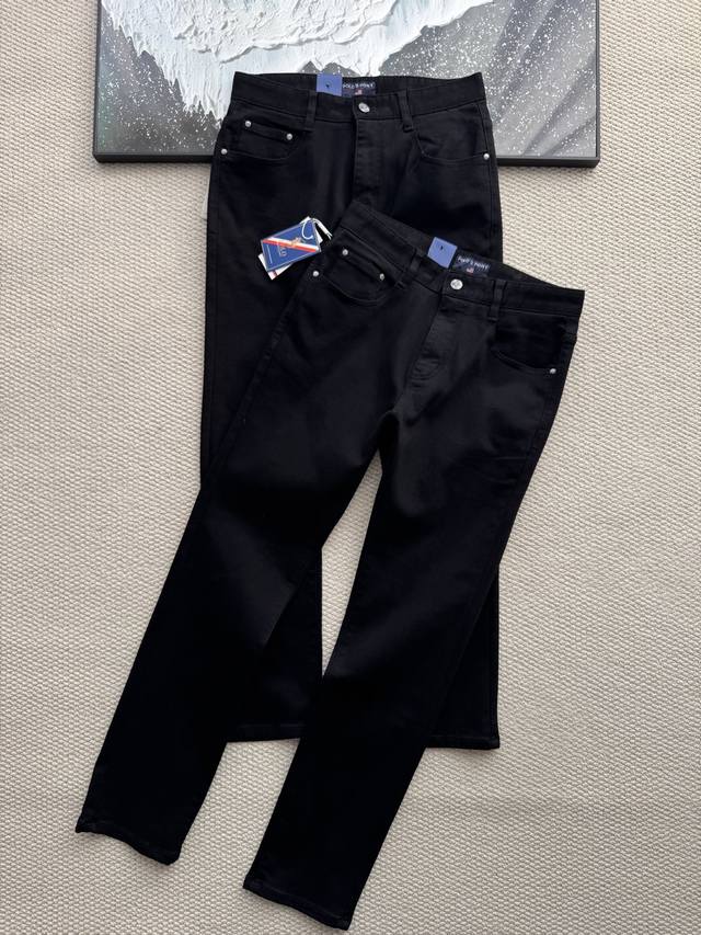 Ralh Lauren Fall/Winter Newest Men's Thick Embroidered Stretch Straight Leg Jean