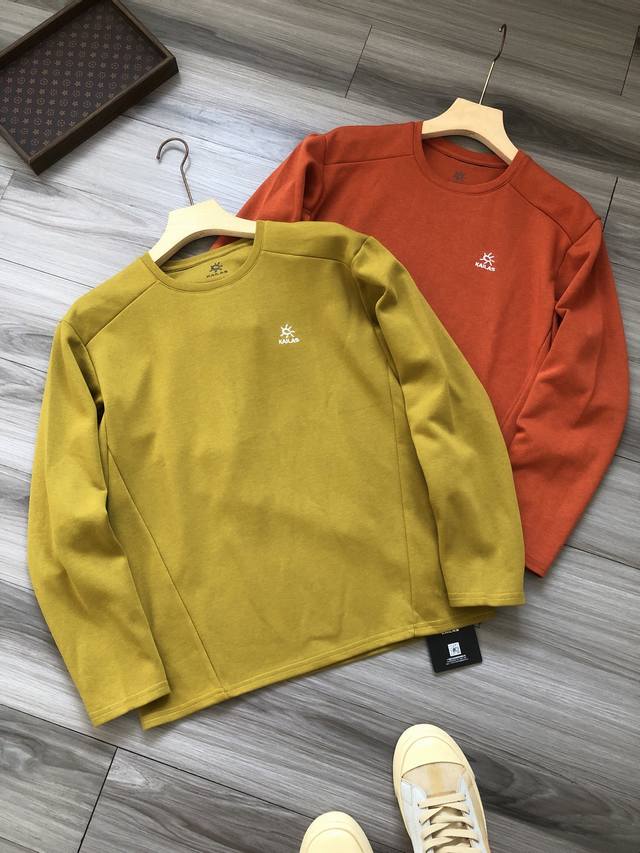 Kail*SحShijia Logo Embroidery 3D Cut Men's Sports Casual Hiking Crew Neck Long S