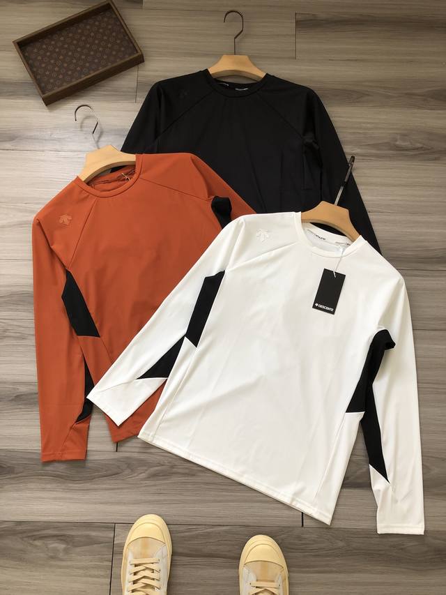 Men's Training Sports Fitness Crew Neck Long Sleeve T-Shirt with D Brand Logo Pr