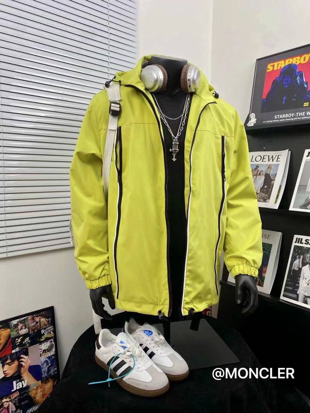 Moncler Workwear Style Hooded Windbreaker. Made with original custom fabric and