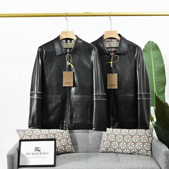 Order No.: 18024# Burberry Fall/Winter Classic Men's Business Casual Leather Jac