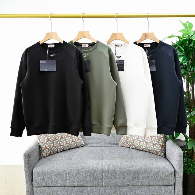 Order No.: 2025# Prada 2025 New Pure Cotton Crew Neck Sweatshirt, Superb Quality