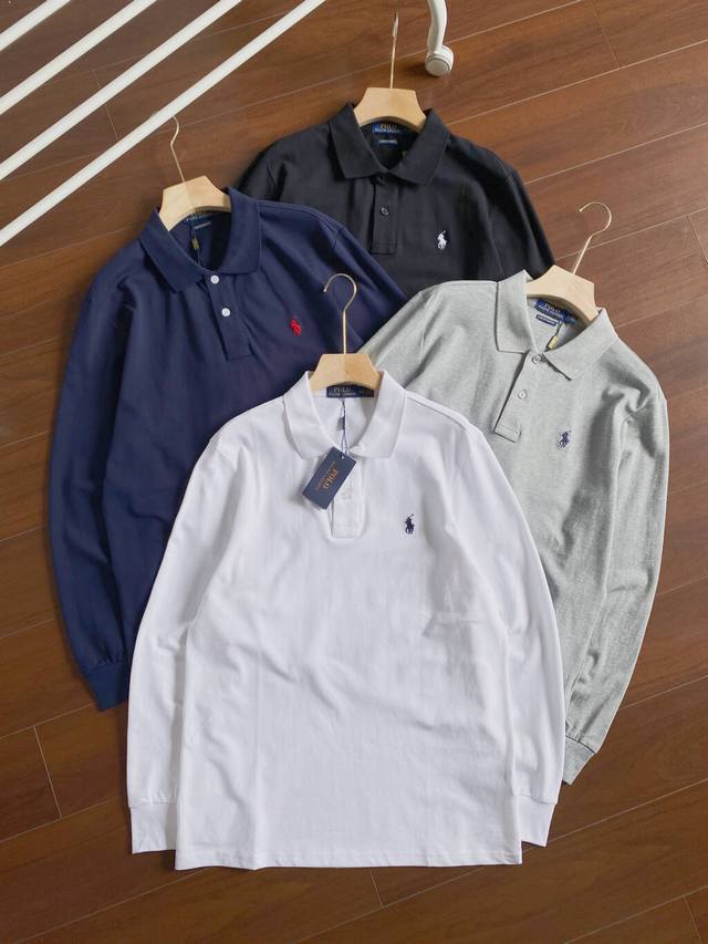 High-quality L0 long-sleeved men's polo shirt, early autumn embroidered style, b