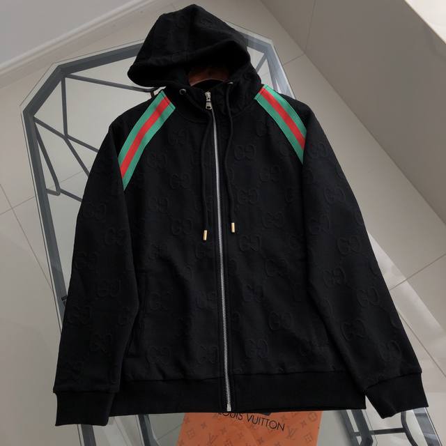 Gucci 2025Ss New Style Webbing All-over Logo Casual Couple Jacket Original Fabri