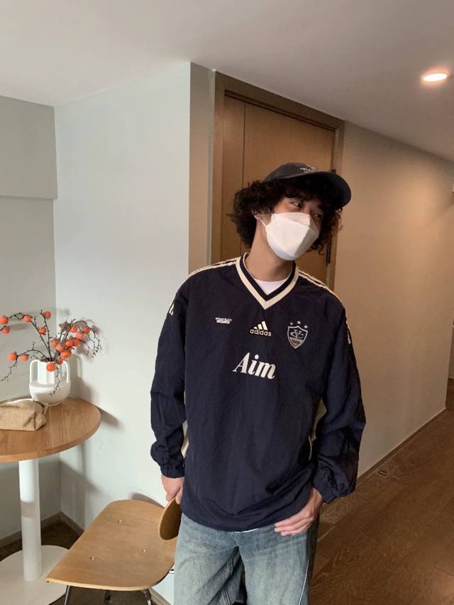 Adidas V-neck American street casual retro sporty autumn new trendy men's and wo