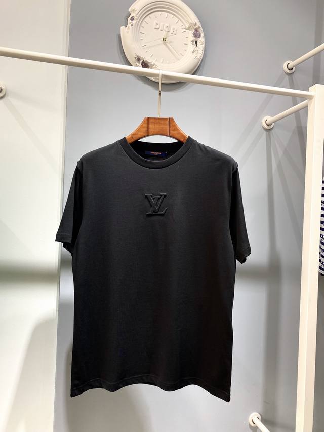 Top-tier, highest-quality Louis Vuitton 1V classic embossed pattern round neck s