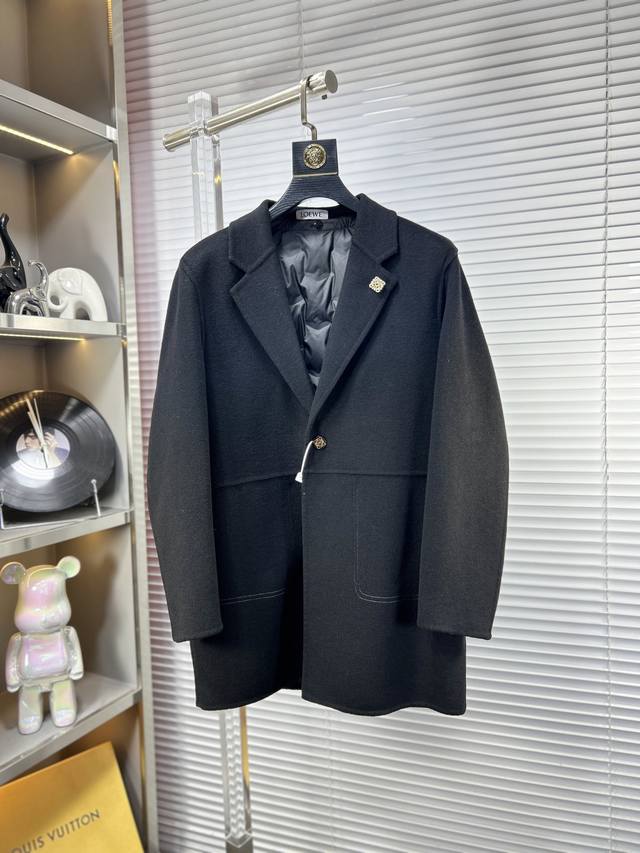 Loew* 25Ss High-End Men's Essential Thin Down Detachable Jacket, Handmade Wool C