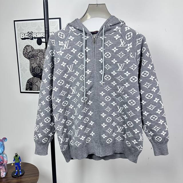 Style No.: Z27 Louis Vuitton New All-Over Logo Jacquard Wool Blend Zipper Knit C