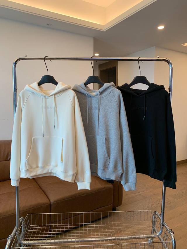 Lululemon Embroidered Letter Fleece-Lined Hooded Sweatshirt for Autumn/Winter: W