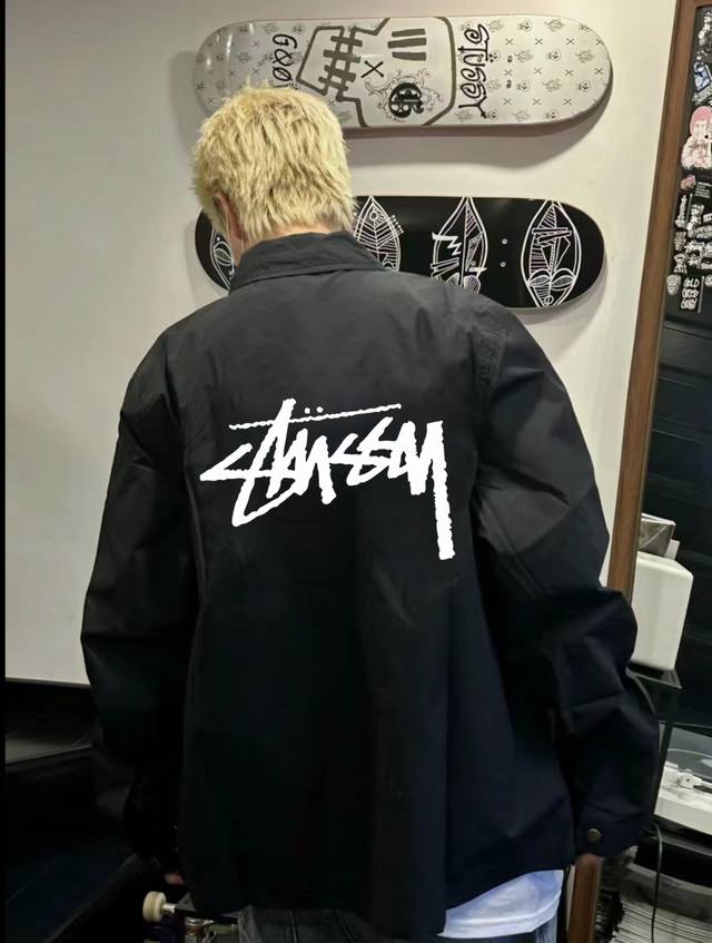 Stussy Spring/Autumn Stand Collar Coach Jacket Made of selected high-quality nyl