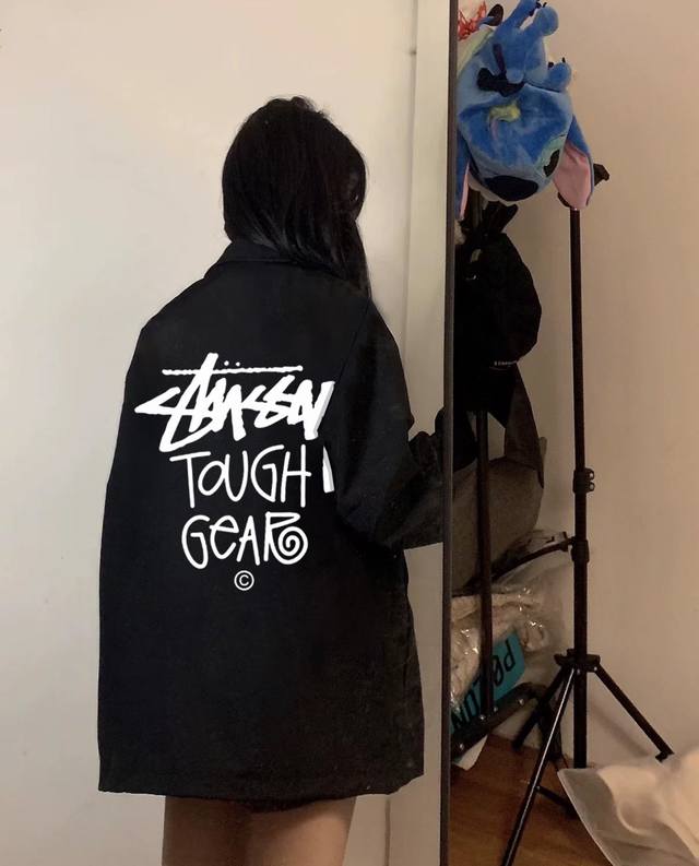 Stussy Tough Gear Stand Collar Coach Jacket. Made from selected high-quality wov