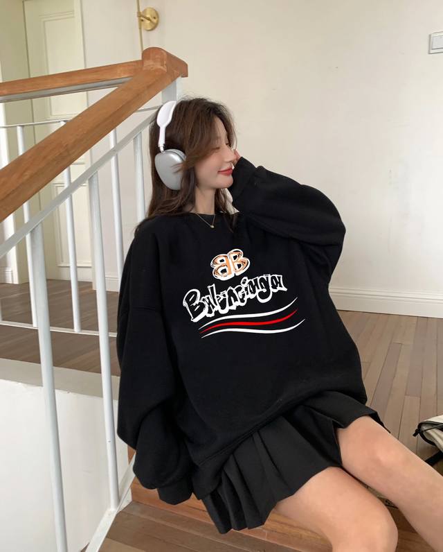 Balenciaga Coca-Cola Bb Spring/Autumn Crew Neck Sweatshirt. Original fabric, hig