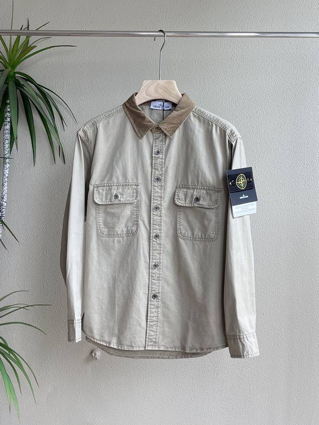 Detailed Photos: Stone Island New Two-Color Retro Heavy-Duty Washed Work Shirt,