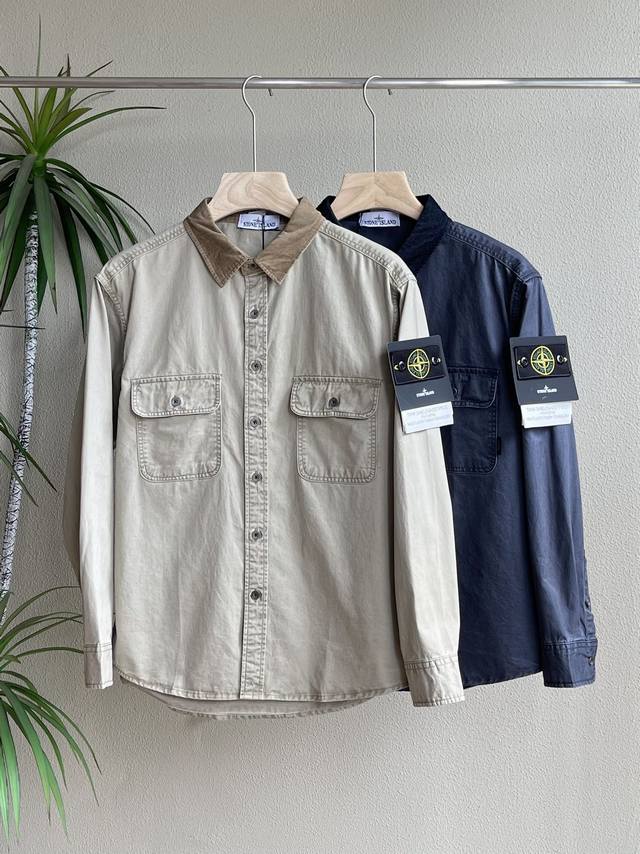 Stone Island New Two-Color Retro Heavy-Duty Washed Work Shirt Classic Retro Amer