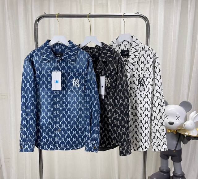 New Arrival Details Quality Mlb Latest Ny All-Over Print Washed Denim Jacket Cou