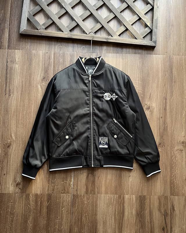 Evisu 2025 Autumn/Winter New Men's Crane Striped Large M Baseball Jacket Commute