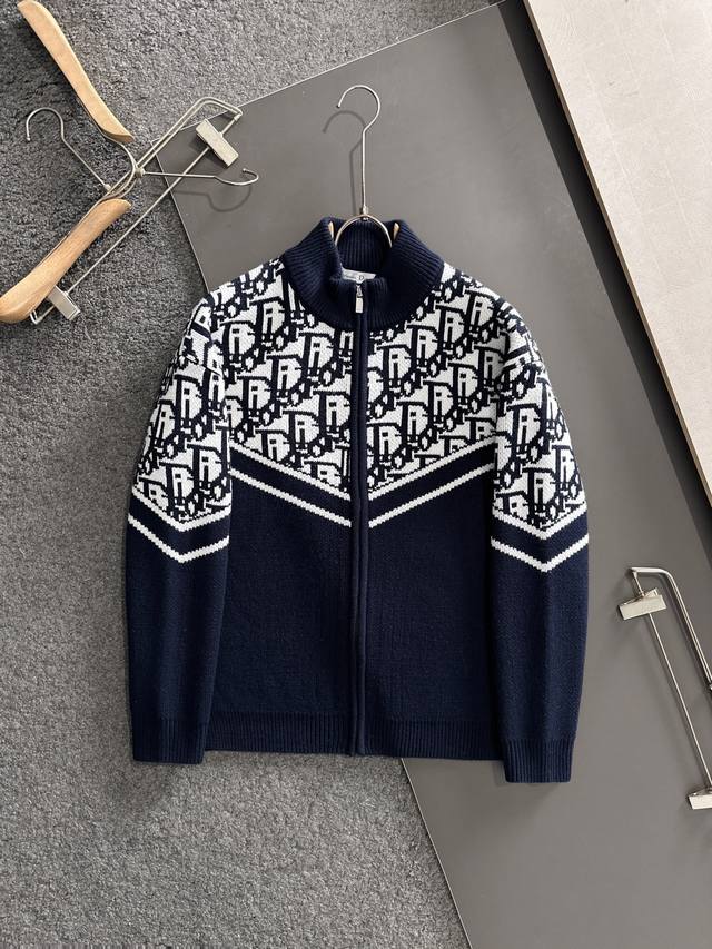 Dior 2025 Autumn/Winter New Unisex High-Weight Knit Cardigan with Logo Stripe De