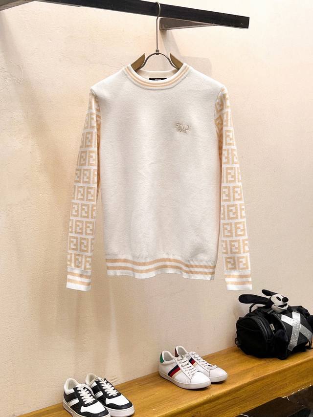 Fendi Autumn/Winter Classic Crew Neck Pullover Wool Sweater, Excellent Condition