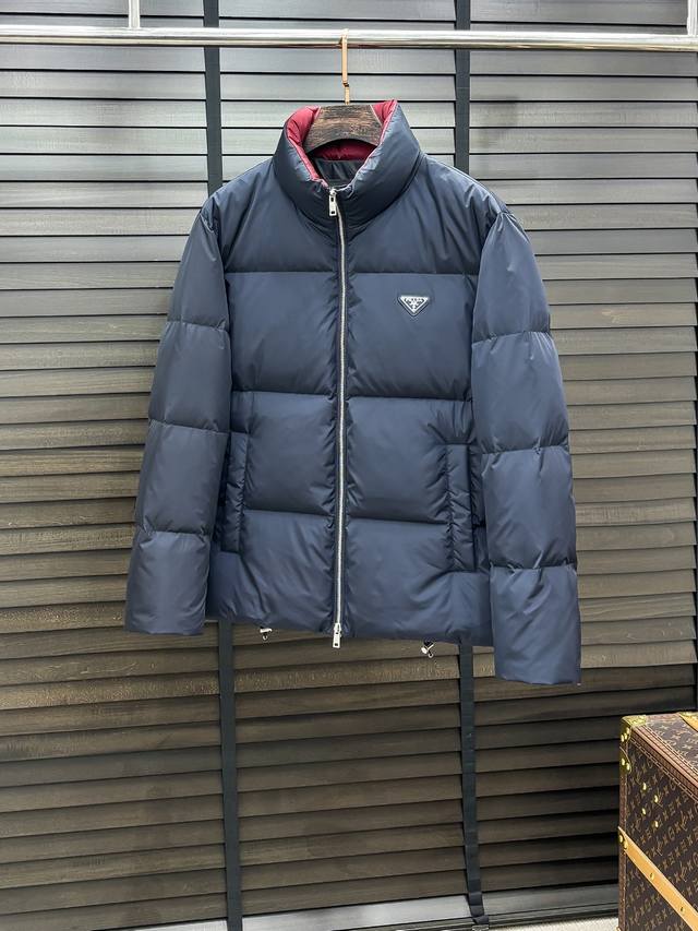 prada#25 Autumn/Winter Men's Fashion Stand Collar Down Jacket A light luxury, fa