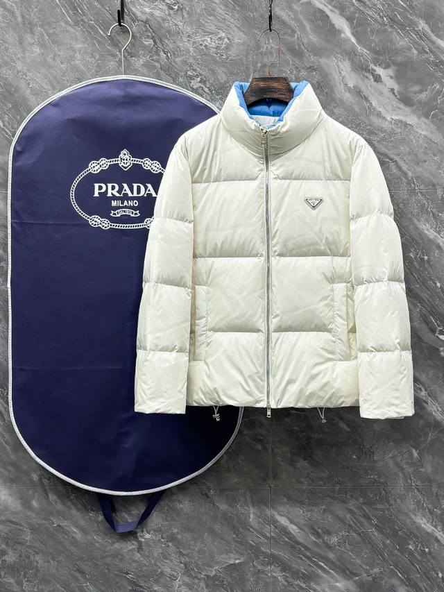 prada#25 Autumn/Winter Men's Fashion Stand Collar Down Jacket A light luxury, fa