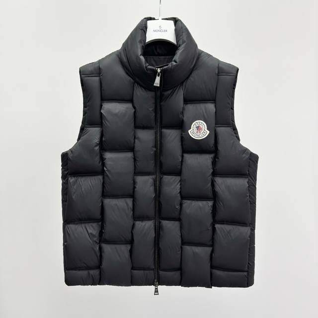 M0Ncler Stand Collar Zipper Logo Vest Down Jacket, Unisex Style, Fabric