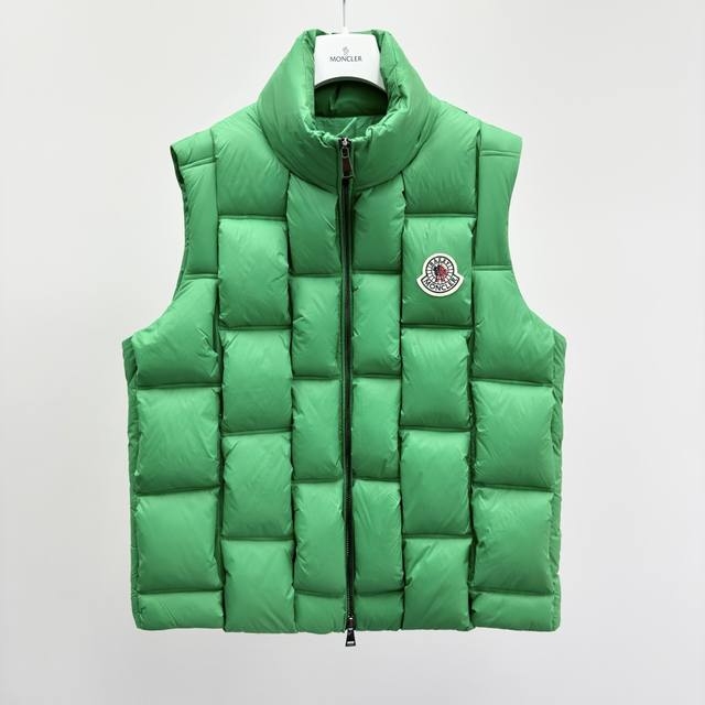 M0Ncler Stand Collar Zipper Logo Vest Down Jacket, Unisex Style, Fabric