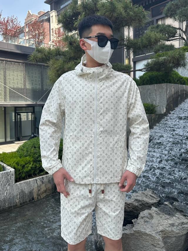 Louis Vuitton LV 2025 Summer Sun Protection Shirt and Shorts Set. A luxurious h