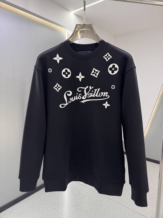 Lv 2025 Autumn/Winter Men's Letter Logo Pullover Space Cotton Sweatshirt, classi