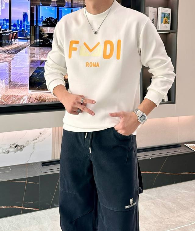Fd Crew Neck Pullover Sweatshirt; Classic pullover unisex style, a simple and st