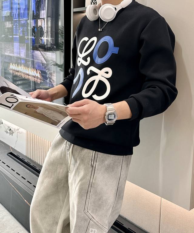 Loewe Crew Neck Pullover Sweatshirt; Classic unisex pullover style, a simple and