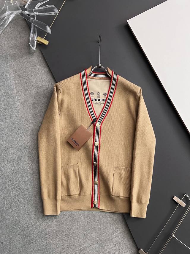 Bur! New Autumn/Winter unisex high-weight knit wool cardigan with color-blocked