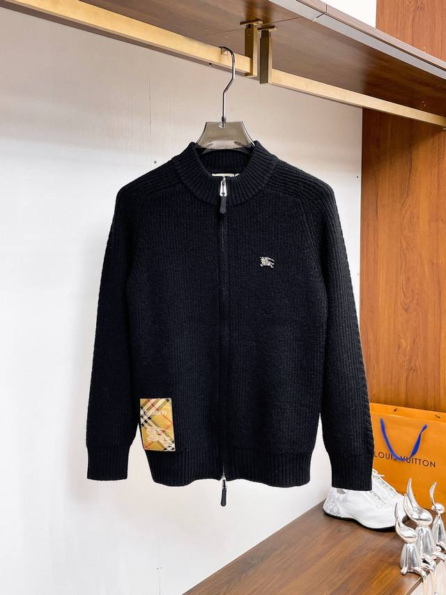 Burberr''2025 Autumn/Winter Men's Cardigan Jacket, custom-dyed and dyed with woo