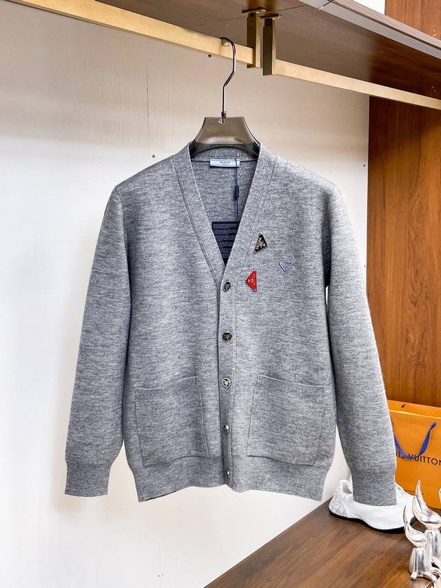 prad''2025 Autumn/Winter Men's Cardigan Jacket, custom-dyed and dyed with wool a