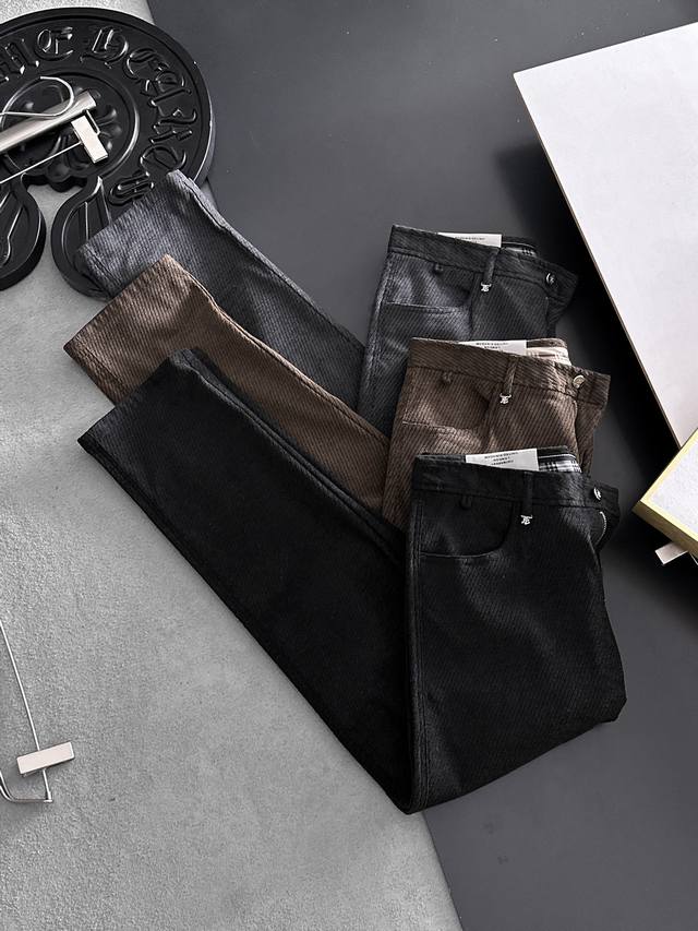 Burberr'' Casual Pants, New Autumn/Winter Thick Style, High-End Custom-Made, Aut