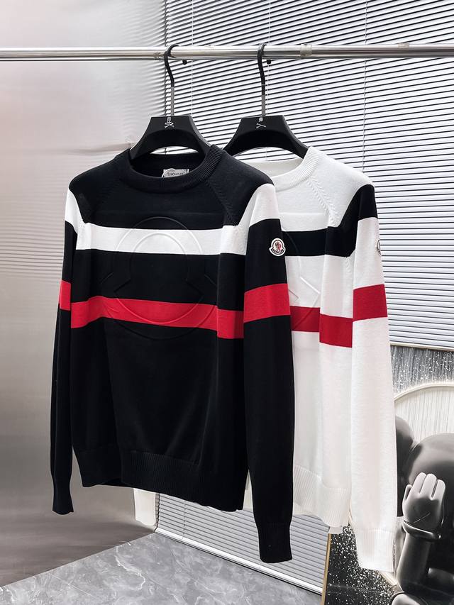 Moncler 2025Ss New Wool Blend Crew Neck Long Sleeve Sweater, High-End Version!
