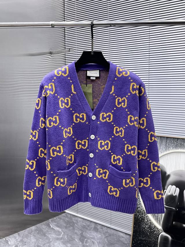 Gucci 2025 Spring/Summer New Wool Blend Long-Sleeve Cardigan Sweater, High-End