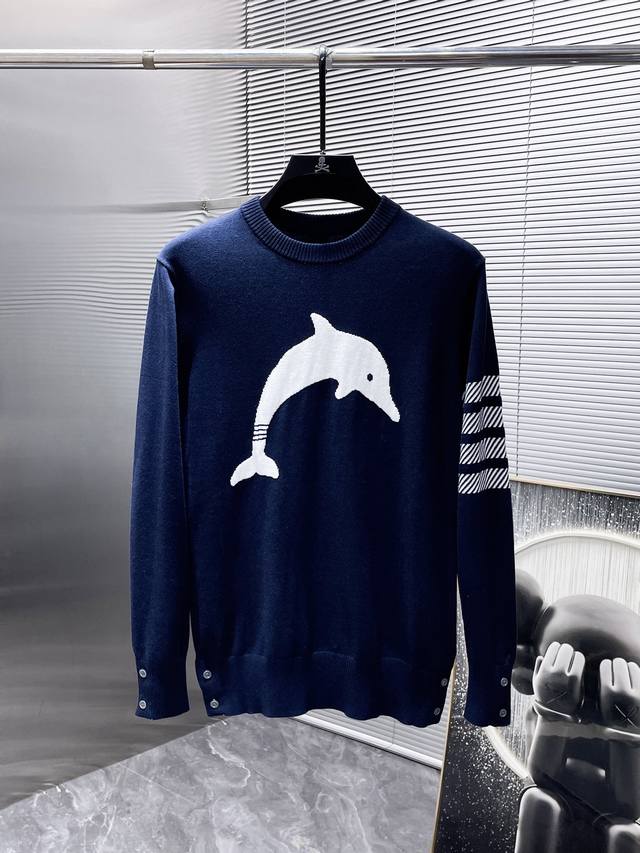 Tb Autumn/Winter New Wool Blend Crew Neck Long Sleeve Sweater, High-End Version!