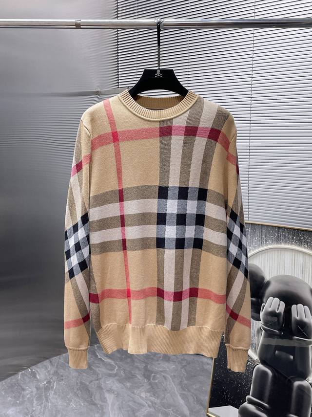 Burberry Fall/Winter New Wool Blend Crew Neck Long Sleeve Sweater, High-End Ver