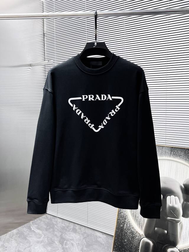 Prada 2025Ss New Long-Sleeve Crew Neck Sweatshirt, High-End Version! Custom-mad