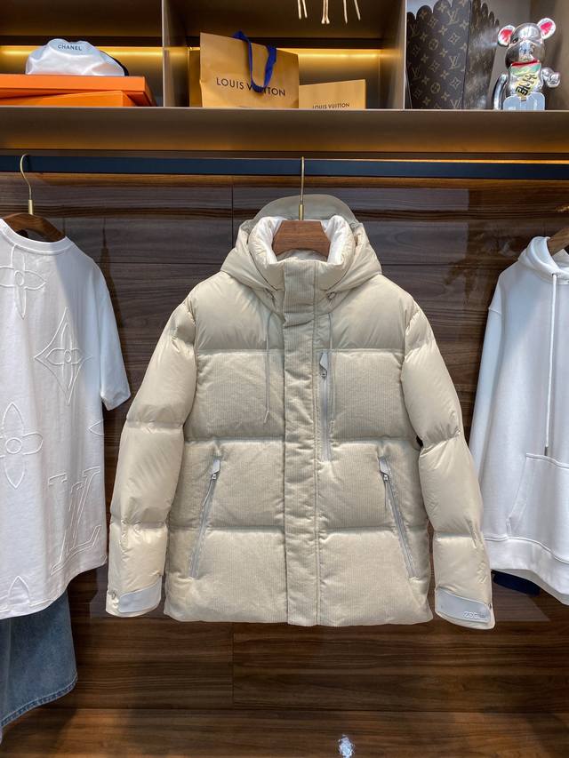 Ez25Fw Autumn/Winter New Corduroy Patchwork Down Jacket, Men's Fashionable Leath