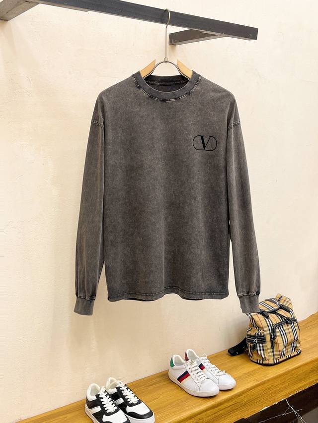 Valentino 2025 Autumn New Long-Sleeve Shirt, made of 270g washed pure cotton, s